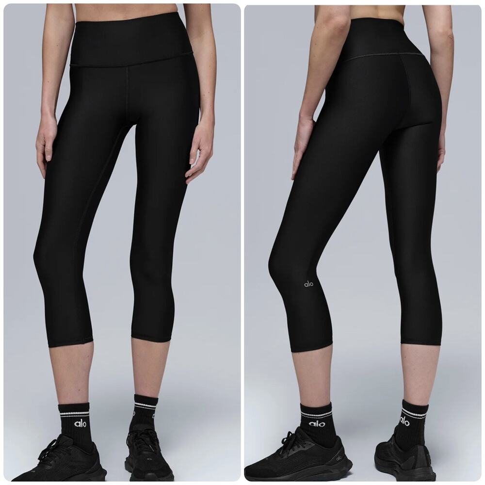 Alo Yoga High Waist Airlift Capri Leggings Black Cropped Size XS